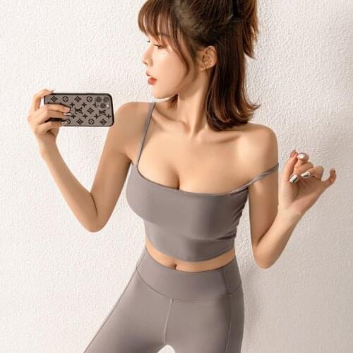 Women Sports Bra Workout Top Running Shockproof Underwear Fine Shoulder Strap Yoga Vest Suspenders Fitness Ladies Bralette J05
