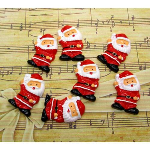 10Pc Resin Christmas Santa Claus Decoration Crafts Kawaii Bead Flatback Cabochon Fridge Magnet Scrapbook DIY Accessories Buttons
