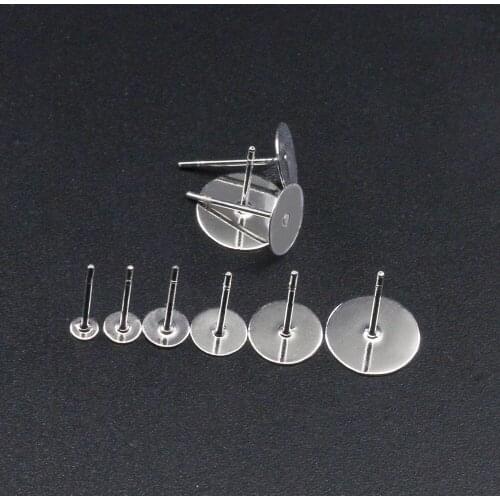 100PCS/Lot 304 Stainless Steel Blank Post Earring Studs Base Pins With Earrings Plug Ear Back For DIY Jewelry Making Findings