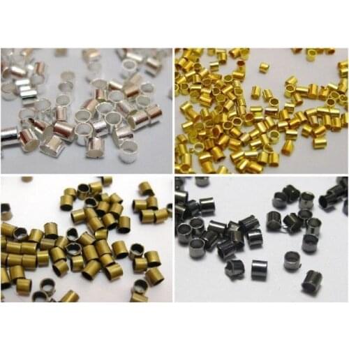 2500pcs Silver-plate Plated Tube Crimp End Beads Findings 1.5mm