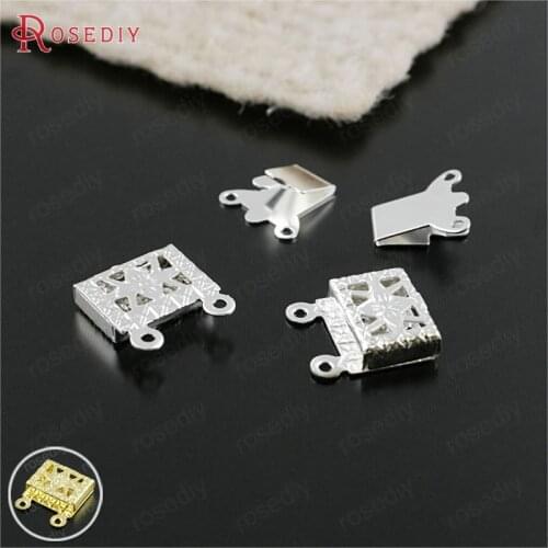 29914)50Sets 15x10MM Silver Color Brass Rectangle Necklace Clasps Diy Jewelry Findings Accessories Wholesale