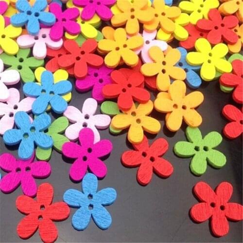 30/50/100pcs Mixed Flower Pattern Painting Wood Buttons 15.0mm WB65