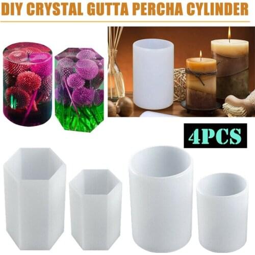 3D Cylinder Hexagon Shape Candle Mould Silicone Candle Soap Epoxy Resin Mold For DIY Handmade Craft Casting Polymer Clay Tool