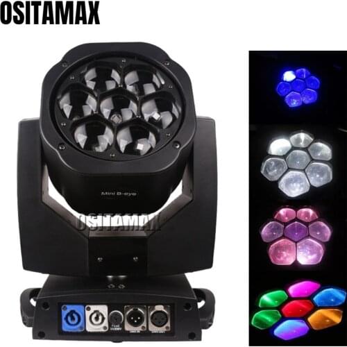 4pcs/lot 7x15w LED Mini Zoom Bee Eye Moving Head Light Beam RGBW 4IN1 4-60 Degrees Zoom for Party Show Bar Stage Disco