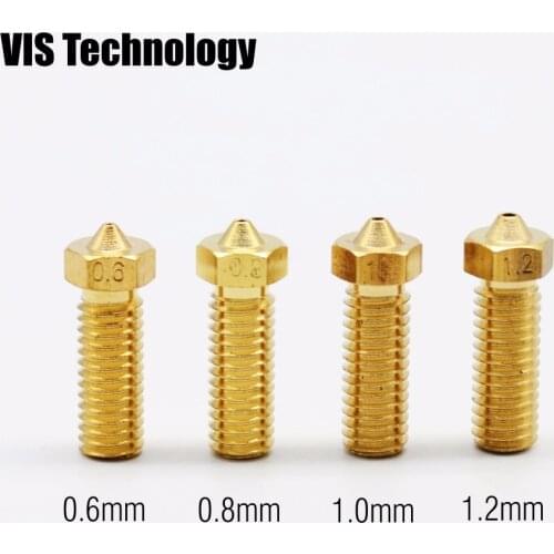 5pcs/lots Volcano nozzles 3D Printer Brass Lengthen extruder nozzle 0.6/0.8/1.0/1.2mm for1.75/3mm