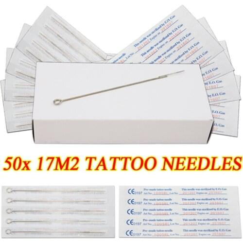 50PCS Tattoo Needles 17M2 Disposable Premade Sterilized Tattoo Needles Double Stack Magnum For Tattoo Guns Supply