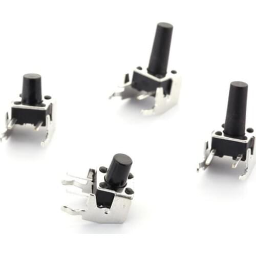 6x6xH=4.3/5/6/7/7.5/8/9/9.5/10/11/12mm High Right Angle 4PIN Tactile Tact Push Button Micro Switch Direct Plug-in Self-reset DIP