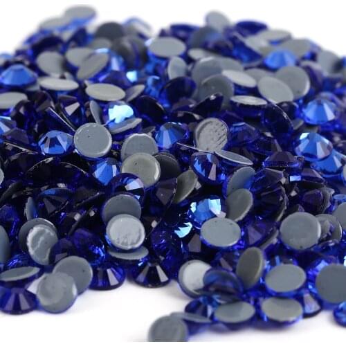 AAAA+ Quality Sapphire DMC HotFix Rhinestones ss6 ss10 ss16 ss20 ss30 Iron On Flatback Hot Fix Rhinestones For Luxury Dress
