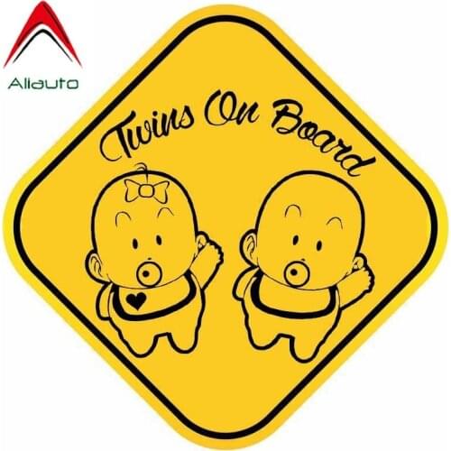 Aliauto Caution Car Sticker Twins on Board Lovely Baby Decor PVC Decal Cover Scratches for Peugeot Skoda Volvo Mazda,14cm*14cm