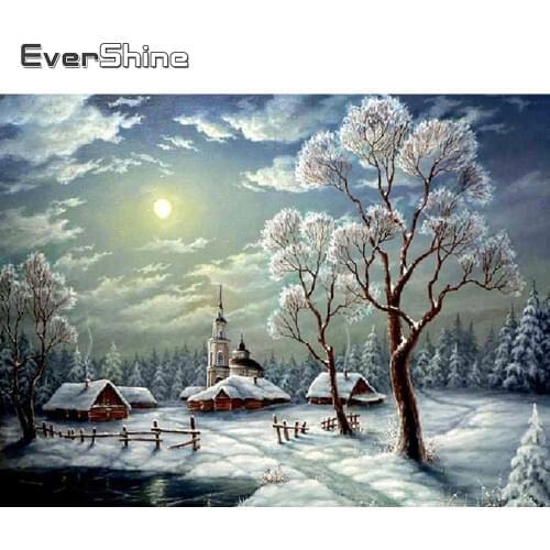 Evershine Diamond Embroidery Winter Landscape Full Set Diamond Painting Scenery Tree Cross Stitch Mosaic Diamond Home Decoration