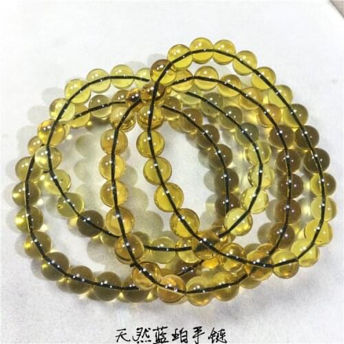 2A 8mm-10mm Natural Mexican Blue Amber Bracelet for Men and Women amber original stone yellow bracelet Luxury Jewelry