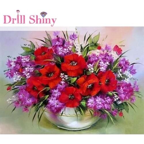 CNA 5D Diy Diamond Painting Flowers Full Square Ribbon Hand Printed Embroidery Needlework Paintings 3D Cross Stitch Room Decor