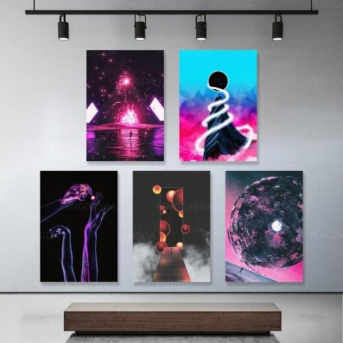Purple Planet Decor Home Night Scene Modular Canvas Painting For Living Room Wall Artwork Poster Prints Picture Modern Framework