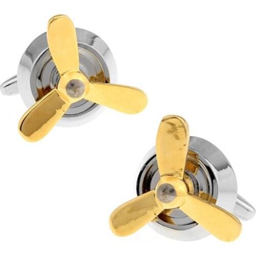 Mens Cufflinks Fighter Propeller Blades Gold and Silver Color Plating French Shirt Cuff Links Mens Jewelry Gifts