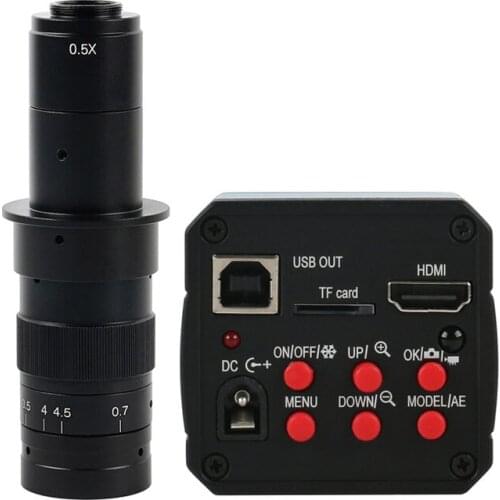 HDMI USB Industry Video Microscope Camera 21MP 1080P CCD Microscope Camera TF Card Video Recorder+10X - 180X/300X C-Mount Lens