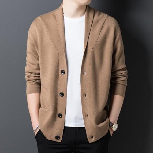 New Design Male Buttons Up Cardigan Fashion Turn-Down Collar Wool Sweater Cardigan Long Sleeve Man Knitwear Coat Free Shipping