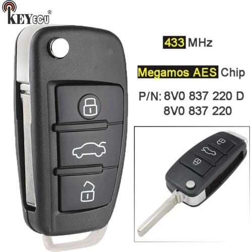 KEYECU 433MHz P/N: 8V0 837 220 D 8V0837220D / 8V0837220 Keyless Remote Car Key Fob for Audi A3 S3 2012 2013 2014 2015