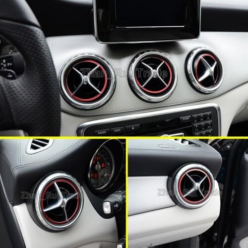 For Benz CLA C117 W117 2014 2015 2016 Aluminium Alloy Air Vent Outlet Ring Cover Red 5Pcs