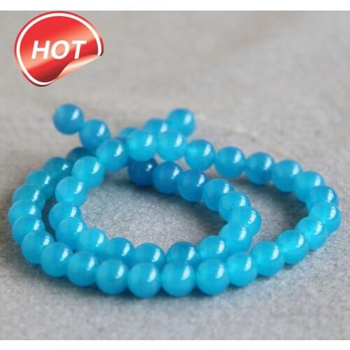 Min Order1) 8mm Fashion Natural Sky Blue Chalcedony Beads Round DIY Natural Stone Bead 15inch Jewelry Making Design Wholesale