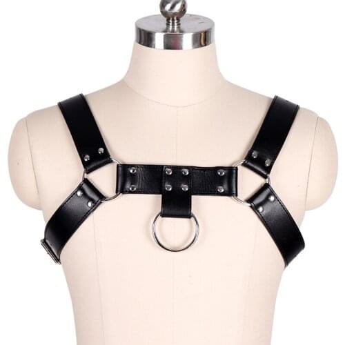 Male Lingerie Leather Harness Men Adjustable Fetish Club Costume Sexual Body Chest Harness Belt Strap Punk Rave Costumes For Sex