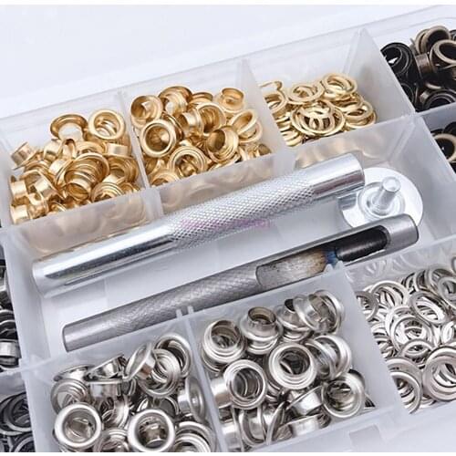20set 400pcs/set Metal Eyelet Set Grommets Rings Kit DIY Leather Hole Craft Accessories with Hand Knocking Tools