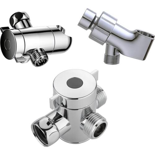 3 Way Shower Head Diverter Valve Tee Connector Shower Adapter Adjustable Shower Arm Mounted Shower Head Holder For Toilet Bidet