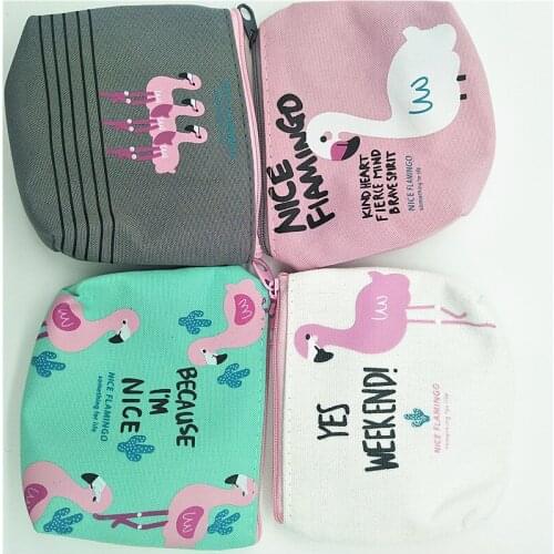 New coin purse children wallet fashion cartoon flamingo canvas coin purse gift bag porte monnaie femme mini coin bag LQ033