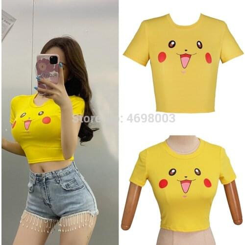 New fashion Harajuku Sexy Girls Cosplay Costume elfin Crop Tops Shirt Print tank tops Colorful exposed navel short sleeve Vest