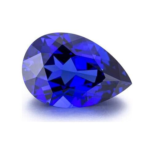 Wholesale Loose Gemstone Pear Cut Lab Created Sapphire Blue Diamond For Jewelry