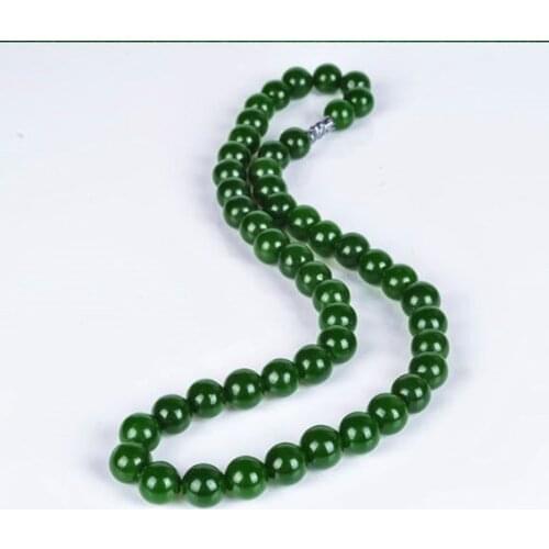 Genuine Natural Green Beads Necklace Jadeite Jewelry Fashion Charm Accessories Hand-Carved Lucky Amulet Gifts for Women Her Men