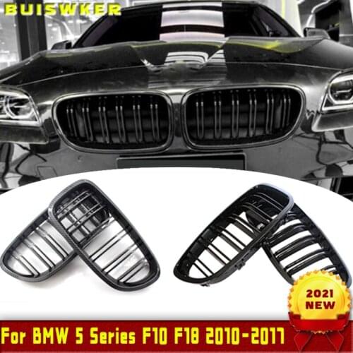 Front Hood Kidney Grille Bumper Black Dual Grill Fit for BMW F10 F11 F18 5-Series 2010-2016,Car Accessories Replacement Part