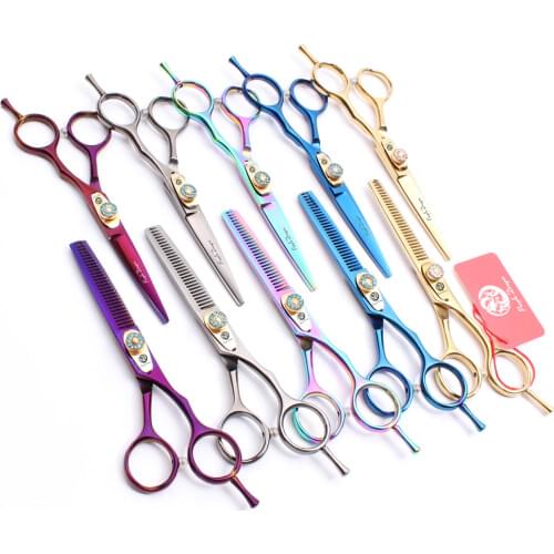 6" 17.5cm Purple Dragon 440C Professional Hairdressing Scissors Cutting Shears Thinning Scissors Hair Scissors Haircut Set Z1020