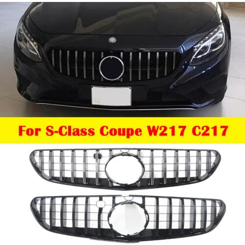 For Mercedes-Benz S-Class Coupe W217 C217 A217 ABS plastic front bumper GT grill vertical bar Car styling Middle grille 2015-202