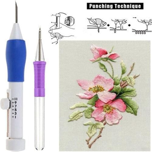 Embroidery Pen Punch Needle Set Craft DIY Embroidery Punch Needles Handle Sewing Accessories Tool 3 Needles1.3/1.6/2.2mm
