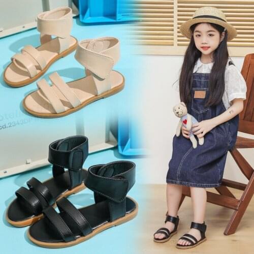 Girls' Sandals 2021 New Medium-sized Childrens Princess Soft-soled Roman Sandals Girls Shoes