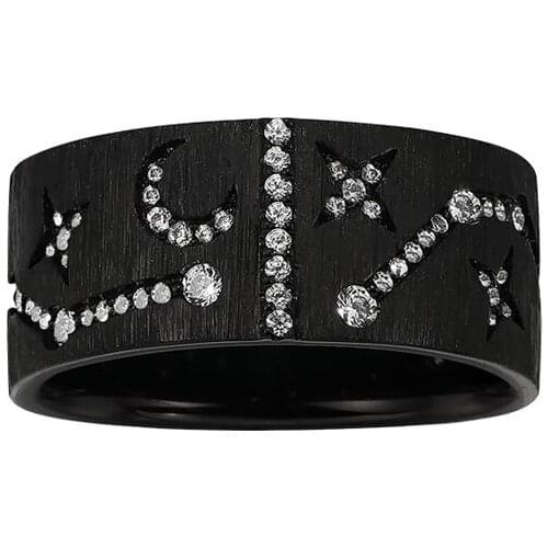 SOELLE Fashion Real 925 Sterling Silver Black Big Dipper Constellation Ring Micro Zirconia Women Luxury Brand November Jewelry