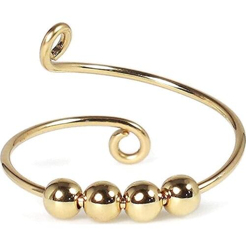 Single Coil Spiral Fidget Beads Rotate Freely Fidget Ring Adjustable Knitting Crochet Rings Autism Fingertip Stress Reliever Toy