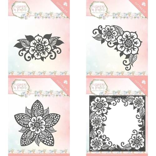 Piggy Craft metal cutting dies cut die mold Flower series frame Scrapbook paper craft knife mould blade punch stencils dies