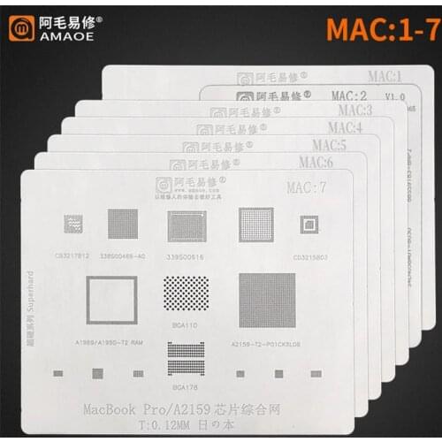 Amaoe For MAC Pro A2159 A1706 A1707 A1534 Power IC CPU SSD 0.12mm Thickness BGA Reballing Stencil