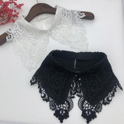 Korean Lapel Fake Collar Lace Hollow Detachable Collar Necklace Choker Shawl Ladies Vestidos Tie Blouse Half Shirt False Collar