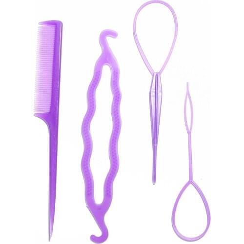Magic Hair Styling Set Hair Pin Bun Maker Hair Braiding Twist Styling Tool Centipede Braids and Double Hook Plates Tool