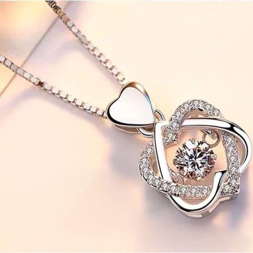 Top Quality Crystall Heart Round Zircon Pendant Rrose Silver Plated Women Wedding Jewelry Sparkling Party Engagement Accessory
