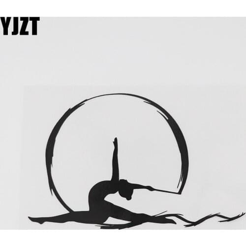 YJZT 13.6CMX8.7CM Artistic Gymnastics Aerial Silks Dancing Girl Vinyl Car Sticker Black/Silver 8A-0705