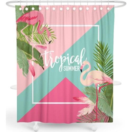 Custom Made Shower Curtain Bathroom Curtain Partition 1.2/1.5/1.8/2x1.8m 1.5x2m 1.8x2m 2x2m 2.4x2m Palm Leave Flamingo Pink ins