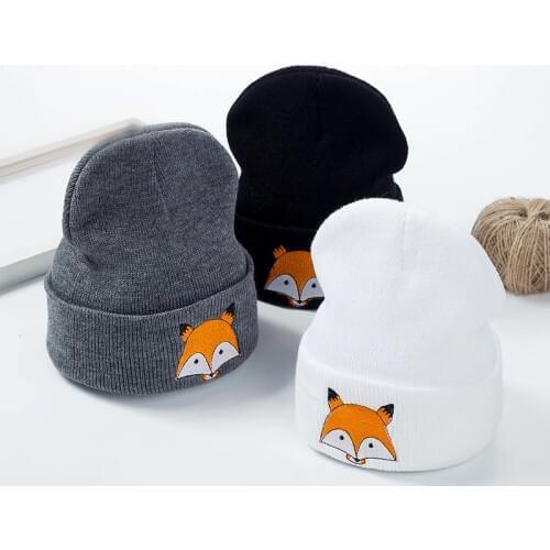 Baby Girl Boy Winter Hat Baby Soft Warm Cartoon Fox Cap Crochet Elasticity Knit Hats Baby Knit Casual Ear Warmer Cap