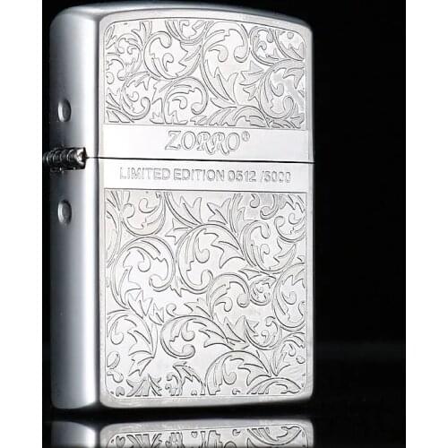 ZORRO Copper Shell Kerosene Lighter Double Sides Engrave Tang Grass Retro Windproof Mens Smoking New Gift High Quality Box