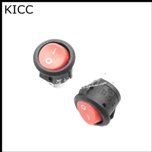 20MM Rocker Switch Round Red KCD1-105 2Pin 2File Seesaw switch KCD2 Power switch 5Pcs