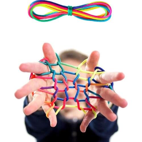6Pcs/lot 165cm Cradle String Finger Game rainbow Finger Rope Coloured Thread Toy Rope Finger String Puzzle Create Toy