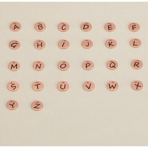 A-Z Letter Dangle Charms Stailess Steel Rose Gold 10mm Charms For Necklace Bracelet Jewelry (each 2pcs)