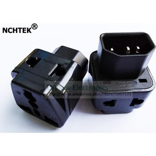 NCHTEK 1 to 2 IEC320 C14 Male to C13 Female Power Adapter PDU/UPS C13 Universal Female AU/US/UK/EU Plug/Free Shipping/10PCS